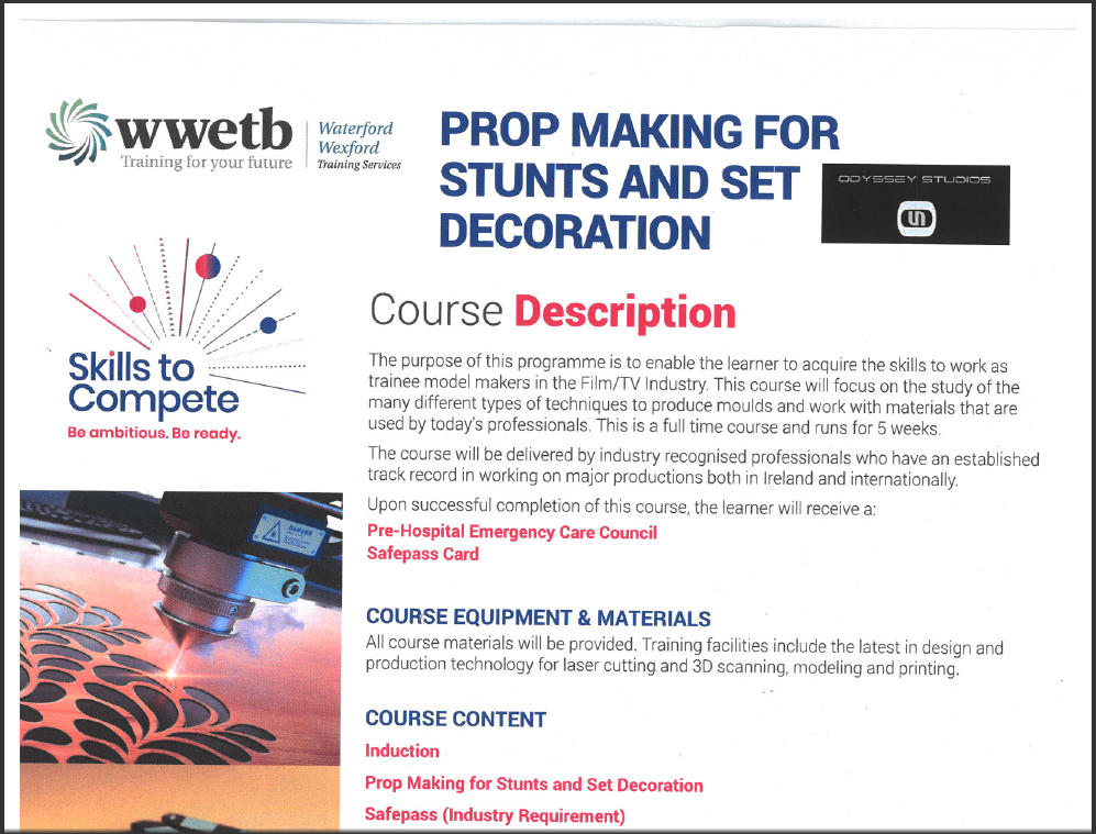 PROP MAKING FOR STUNTS AND SET DECORATION