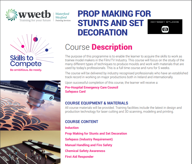 PROP MAKING FOR STUNTS & SET DECORATING – 5 WEEK COURSE STARTS JAN 2023