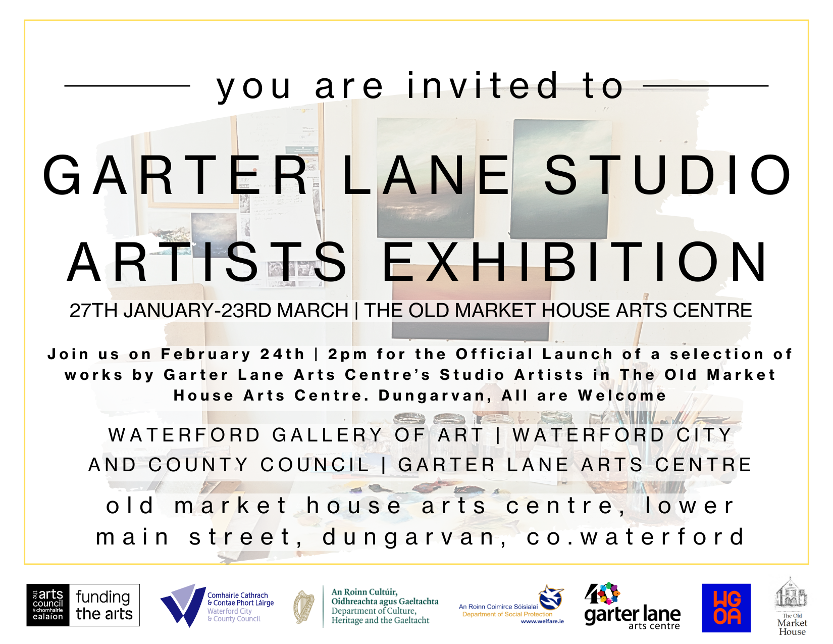 Official Launch of Garter Lane’s Studio Artists Exhibition at The Old Market House Arts Centre, Dungarvan