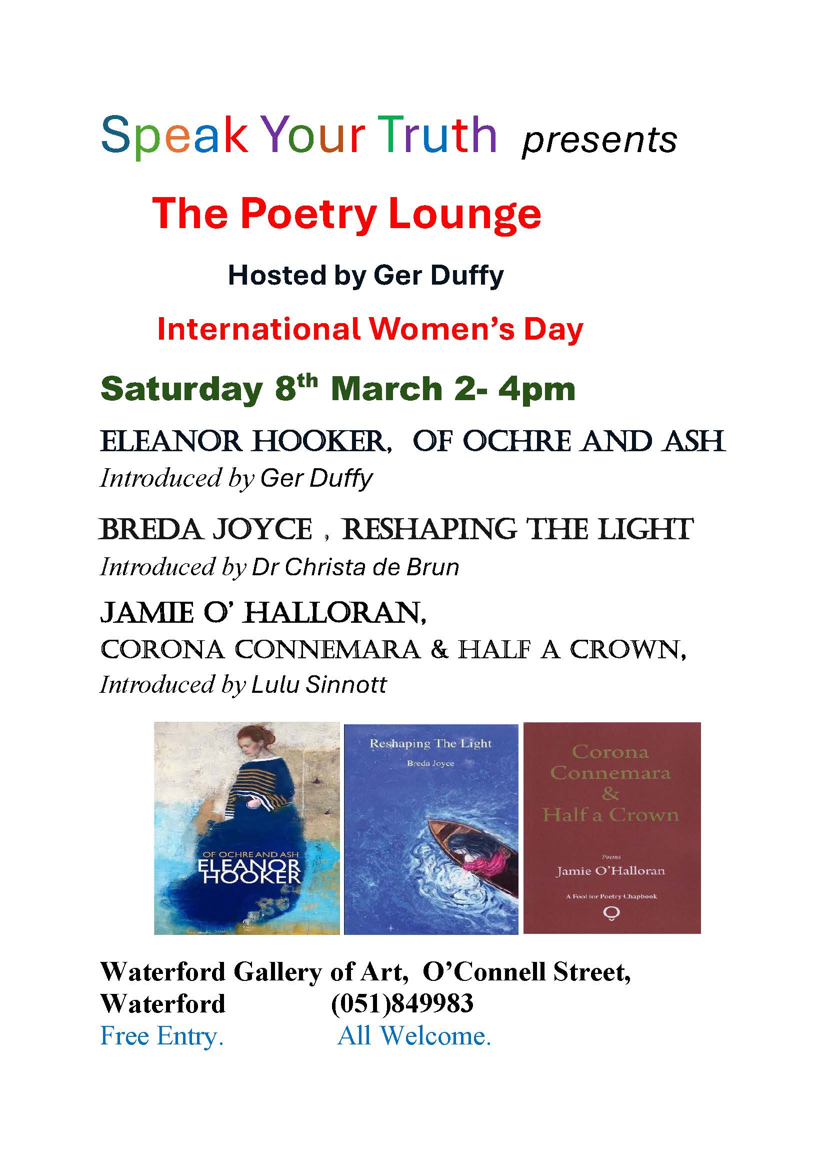 The Poetry Lounge Hosted by Ger Duffy International Women’s Day 8/3/25, 2- 4pm