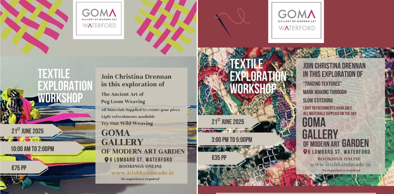 TEXTILE EXPLORATION WORKSHOPS WITH ARTIST CHRISTINA DRENNAN AT GOMA WATERFORD