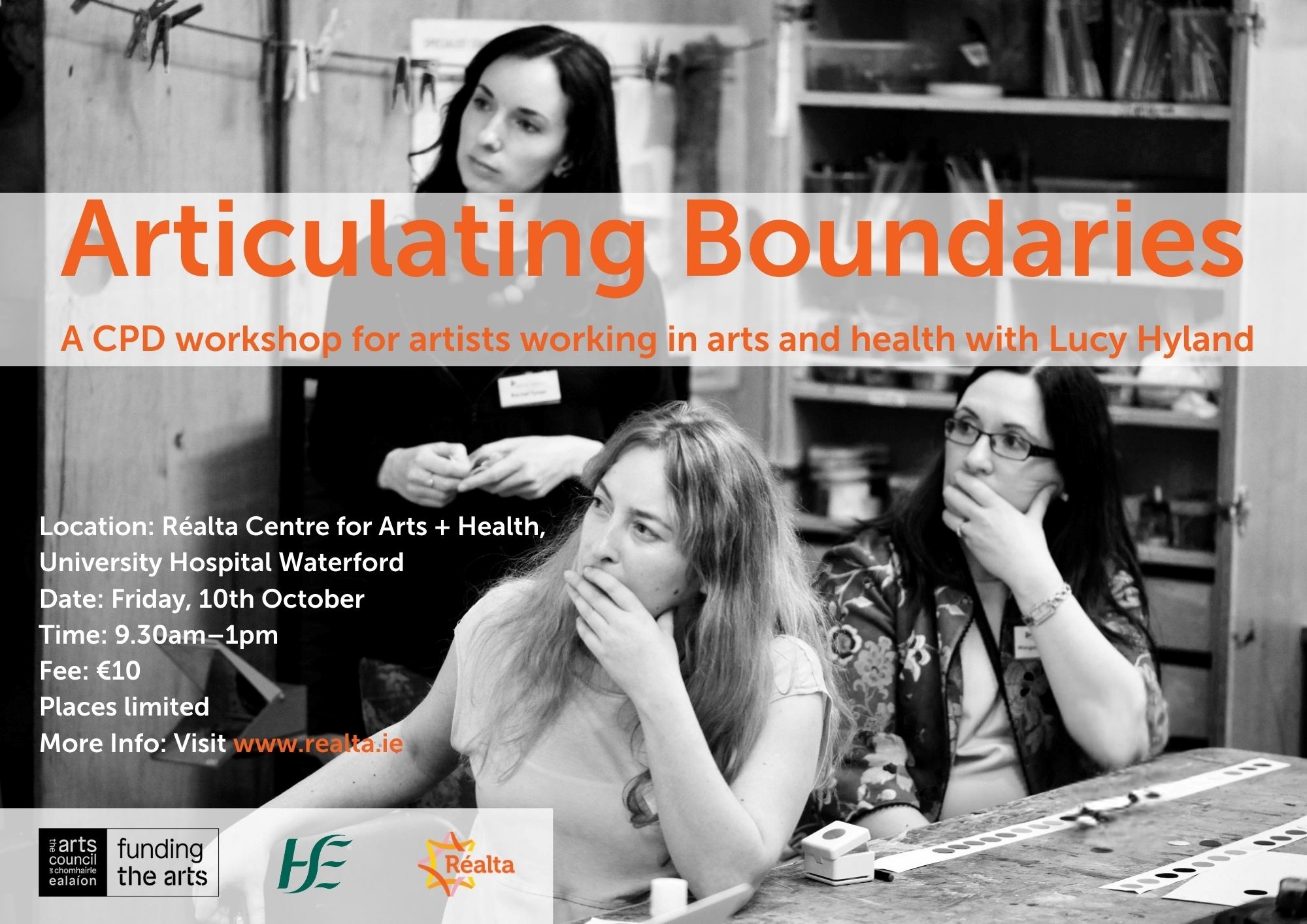 Articulating Boundaries, a CPD workshop for artists working in health settings, Réalta Centre for Arts + Health, UHW 10/10/2025, 9.30am–1pm