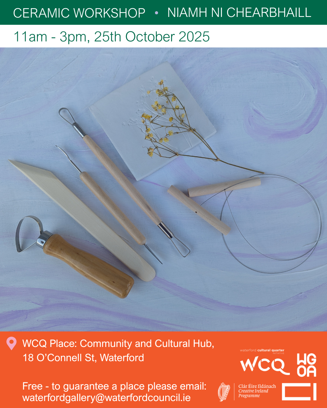 FREE CERAMIC WORKSHOP at WCQ Place 25/10/2025 ‘Observing Faith: Waterford – The Invisible Made Visible’